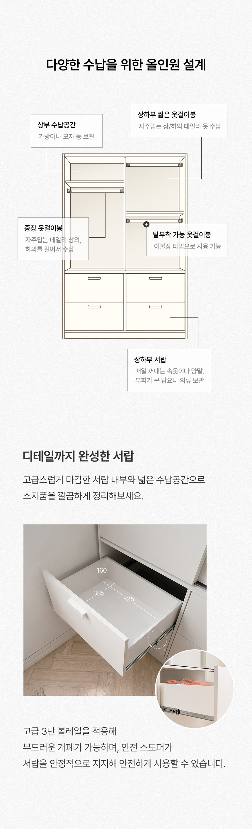 삼익가구 디데이 슬라이딩 옷장 1000 A세트(서랍형+선반형) 상세 이미지 18